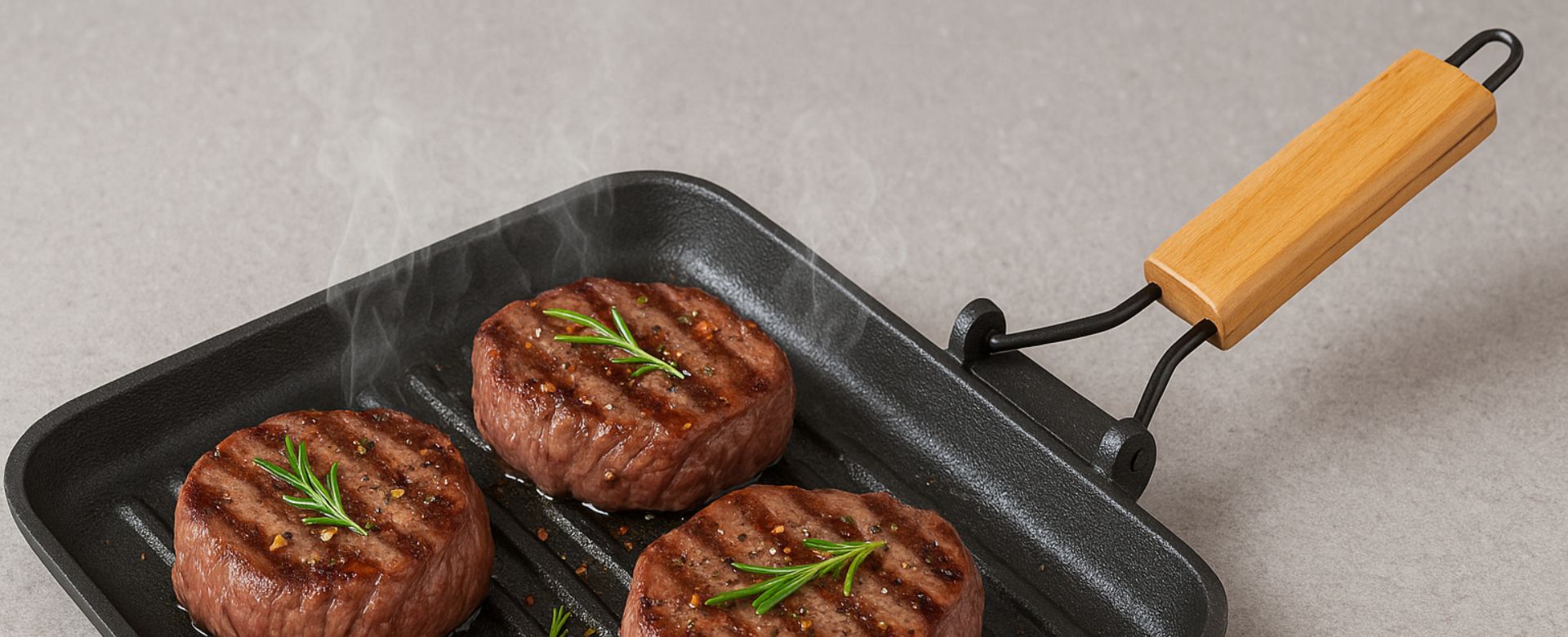Gjutjärnspanna grill med fällbart handtag